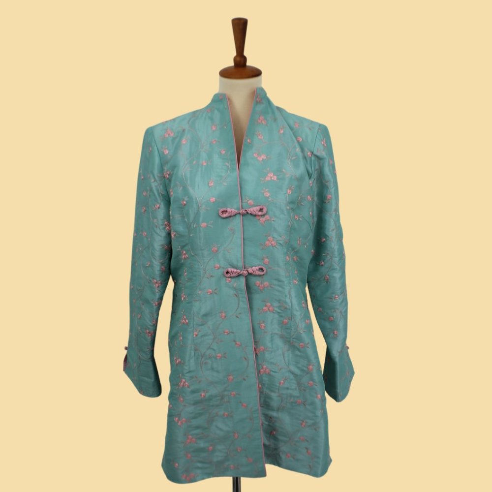 Vintage Bridgerton Inspired Long Button Down Floral Jacket L